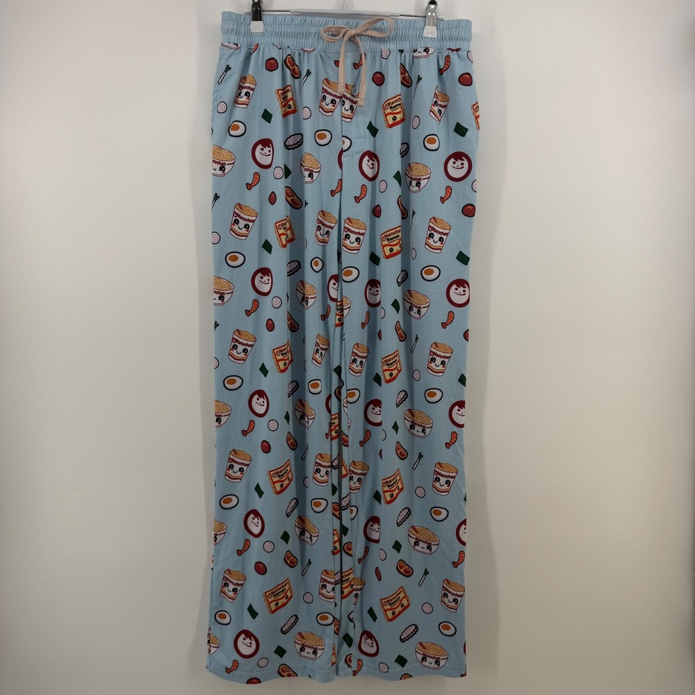 Maruchan Ramen Pajama Pants Mens M Blue Noodle Print Lounge Sleepwear